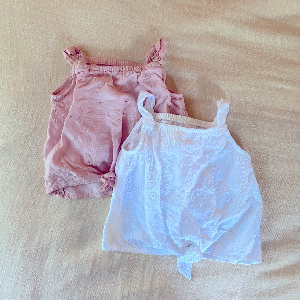 Bundle: Two Old Navy Eyelet Tie front Tanks